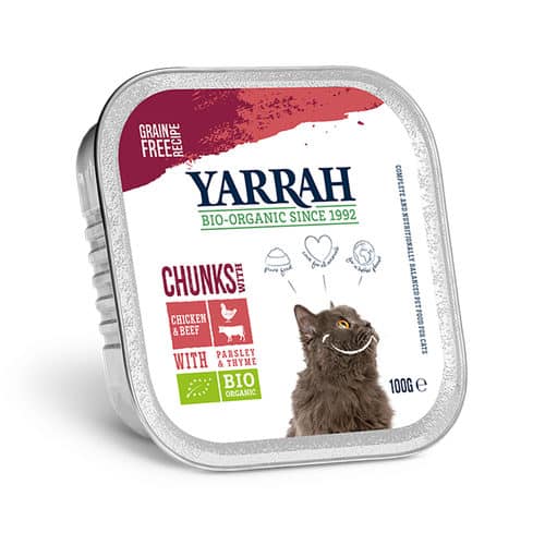 Yarrah – Natvoer Kat – Kuipje Chunks met Kip & Rund Bio-1