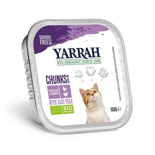 Yarrah – Natvoer Kat – Kuipje Chunks met Kip & Kalkoen Bio-1