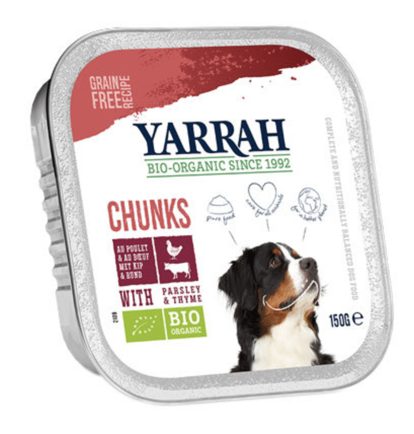 Yarrah - Natvoer Hond Kuipje Chunks met Rund Bio