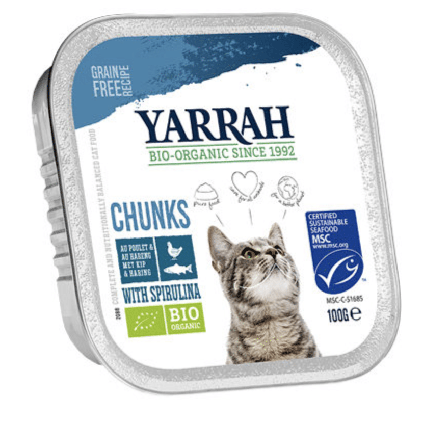 Yarrah – Chunks Kat Kuipje met Kip & Vis Bio 16 x 100 gr-1